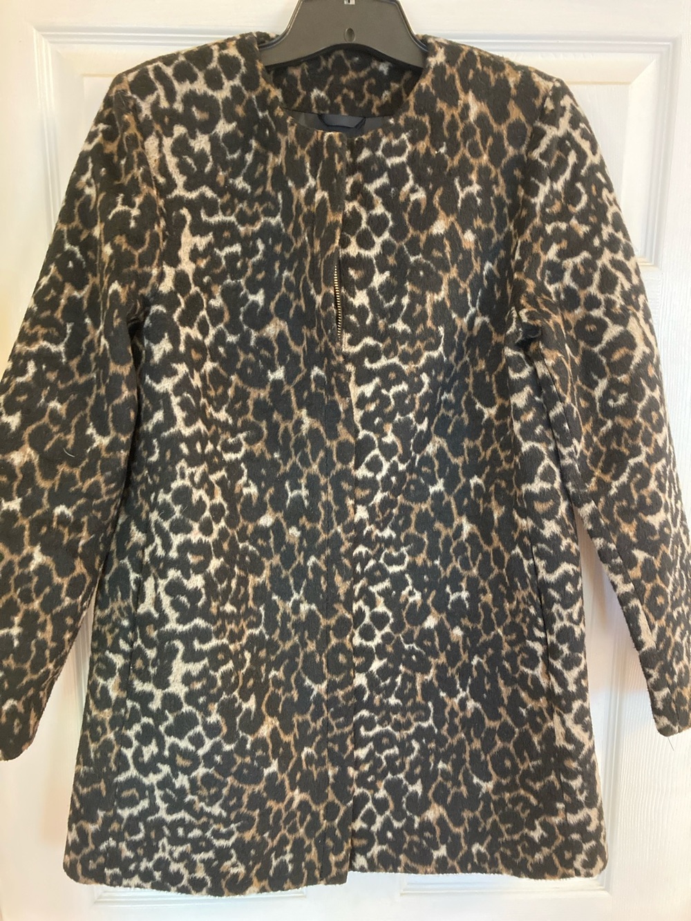 Nine West Leopard Print Pea Coat Knee Length
